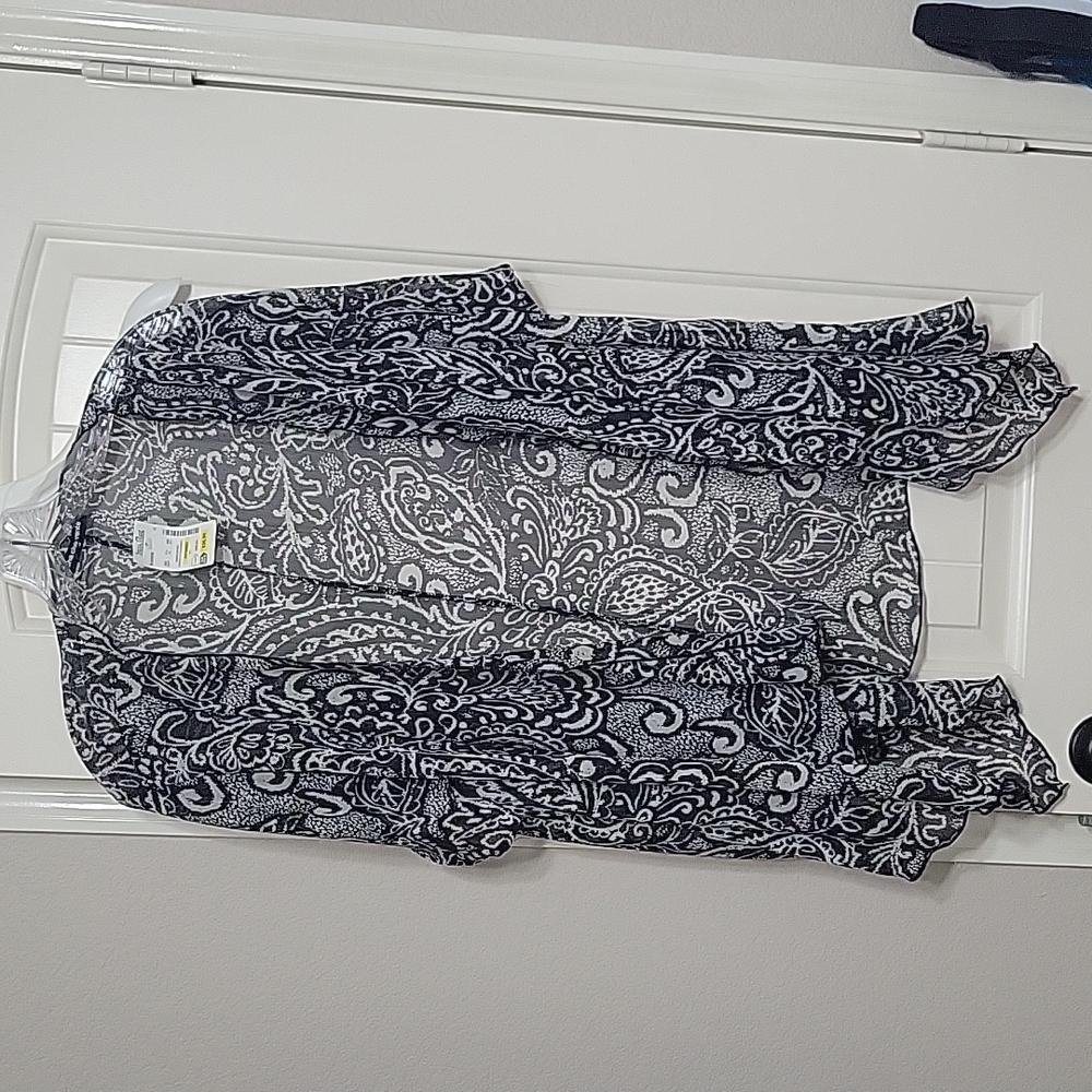 Sheer cardigan with asymmetrical front